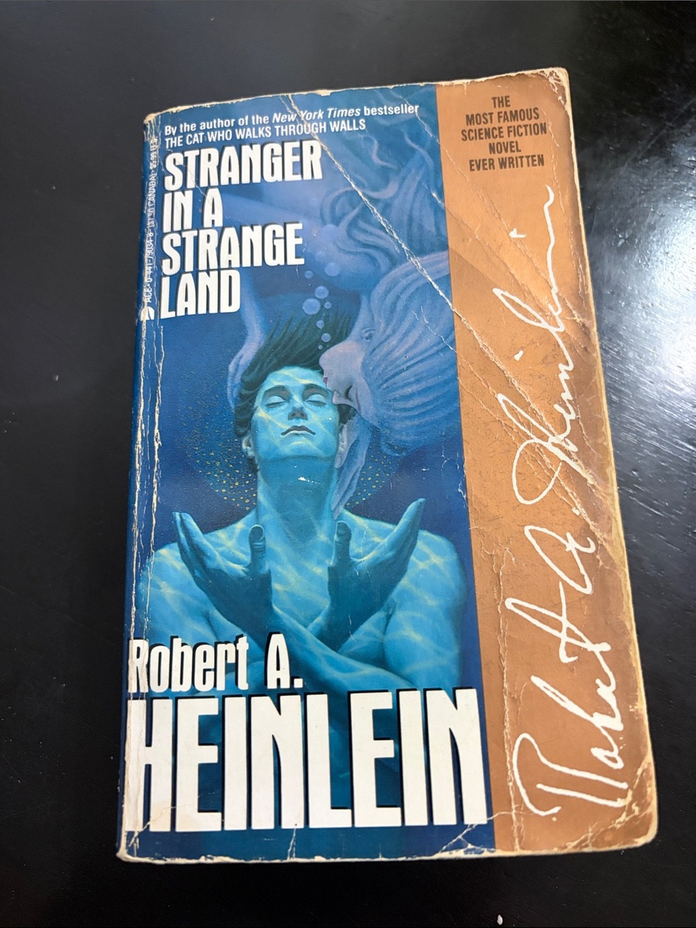 Stranger in a Strange Land by Robert A. Heinlein - Blue & Tan Paperback